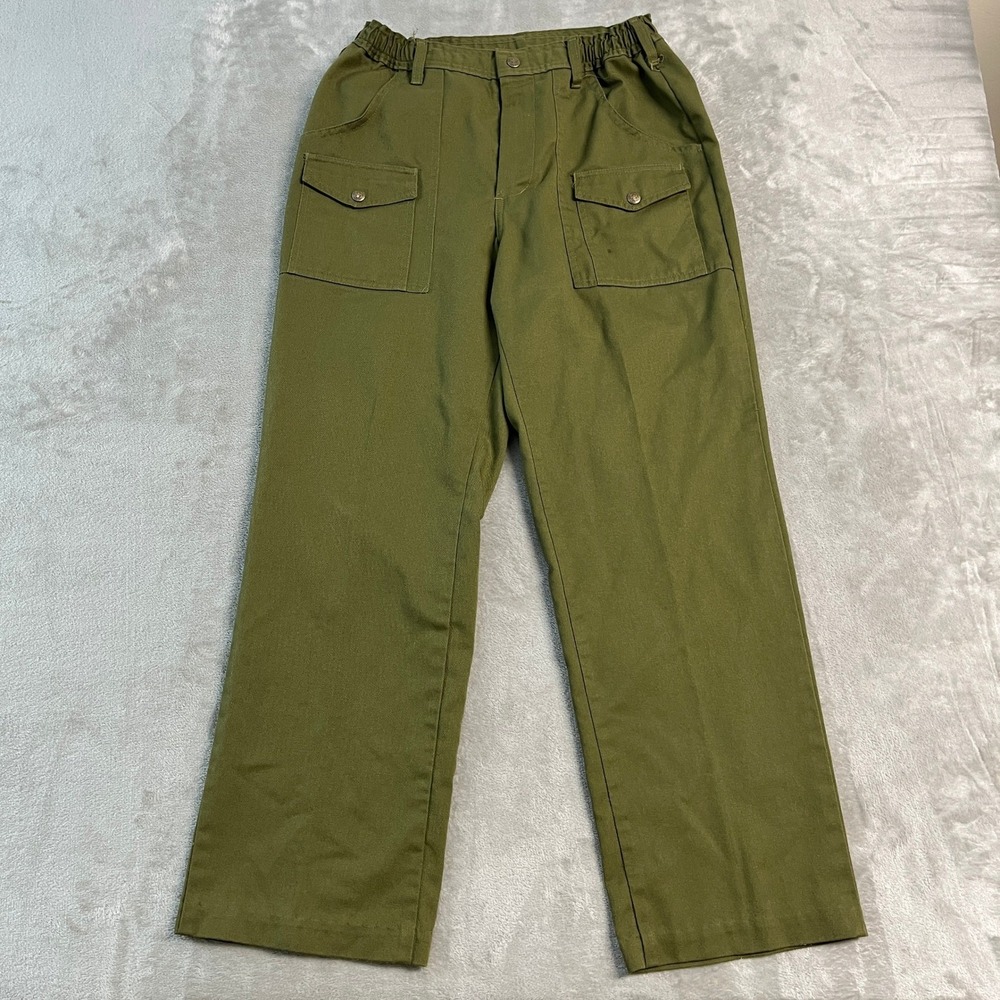 VTG Boy Scouts Official Uniform Pants Olive Green Cargo Mens 32x32 (27x29)